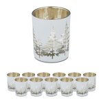 Relaxdays verres  bougies chauffe - plat en lot de 12 avec motif sapin photophore nol hxd: 85x7 cm ...