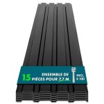 Lot de 15 tles couverture mtallique tle avec vis paisseur : 0. 25 mm 115 x 45 cm noir
