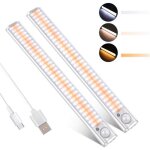 Lampes de placard  led - netboat - lot de 2 - 120 led - dtecteur de mouvement - rechargeable usb