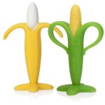 Lots de 2 anneaux de dentition - nuby - banane et mas - silicone - ds 3 mois