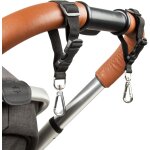 Lot de 2 attaches sac � langer pour poussette - tineo - mousquetons - noir