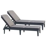 Lot 2 bains de soleil - allibert by keter - jaipur - en r�sine imitation rotin tress� - coussin - dossier ...