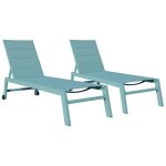 Lot de 2 bains de soleil barbados en textil�ne bleu clair - aluminium bleu clair