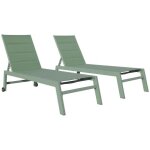 Lot de 2 bains de soleil barbados en textil�ne vert sauge - aluminium vert sauge