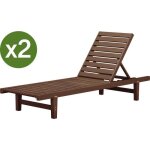 Bain de soleil en bois rawai - habitat et jardin - lot de 2 - marron - inclinable