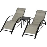 Lot de 2 bains de soleil outsunny m�tal 169x59x66cm gris clair
