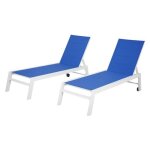 Lot de 2 bains de soleil - happy garden - barbados - aluminium blanc - textil�ne bleu - pour 2 personnes ...