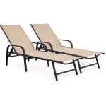 Lot de 2 bains de soleil en m�tal farniente - beige