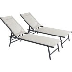 Lot de 2 bains de soleil en m�tal sublima - 180 x 54 x 104 cm - beige