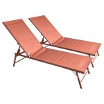 Lot de 2 bains de soleil pliants sicilia en textil�ne terracotta - structure terracotta