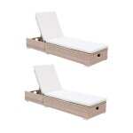 Lot de 2 bains de soleil r�sine tress�e. coussins polyester beige. multi positions