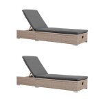 Lot de 2 bains de soleil r�sine tress�e. coussins polyester gris. multi positions