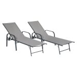 Lot de 2 bains de soleil sardinia en textil�ne gris - structure anthracite