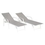 Lot de 2 bains de soleil sardinia en textil�ne gris - structure blanche