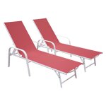 Lot de 2 bains de soleil sardinia en textil�ne rose - structure blanche