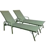 Lot de 2 bains de soleil sardinia en textil�ne vert sauge - structure vert sauge