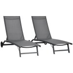 Outsunny - chaise longue - tissu - 66x165x102cm - gris fonc�