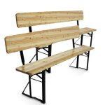 Lot de 2 bancs en bois pliants brasserie avec dossier - oviala