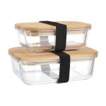 Lot de 2 botes de conservation bambou 09l transparent