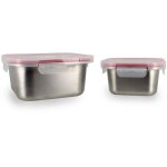 Lot de 2 botes hermtiques avec couvercle - menastyl - 5040177 - en acier inoxydable - carr - 14 et ...
