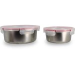 Lot de 2 botes hermtiques avec couvercle - menastyl - 5040178 - en acier inoxydable - ronde - 15 et ...