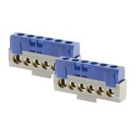 Lot de 2 borniers neutres 6 connexions - bleu - thomson