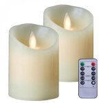 Lot de 2 bougies à led 10 cm en cire avec télécommande flamme vacillante - vivezen Lot de 2 bougies à led 10 cm en cire avec télécommande flamme vacillante - vivezen