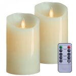 Lot de 2 bougies à led 12. 5 cm en cire avec télécommande flamme vacillante - vivezen