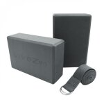 Lot de 2 briques de yoga et sangle de yoga vivezen - eva - gris - 23 x 15 x 75 cm - 183 x 38 cm