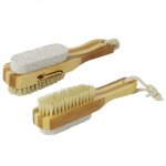 Lot de 2 brosses � ongles et pierre ponce double face en bambou et poils de sanglier - vivezen