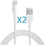 Lot de 2 cables usb chargeur compatibles iphone 6 / 5s / 5c / 5