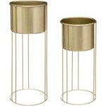 Set de 2 pots artif métal doré - atmosphera createur dinterieur Set de 2 pots artif métal doré - atmosphera createur dinterieur