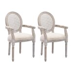 Lot de 2 chaises avec accoudoirs - cannage tissu et bois dhévéa - beige - antoinette Lot de 2 chaises avec accoudoirs - cannage tissu et bois dhévéa - beige - antoinette