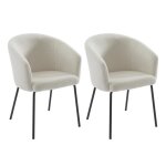 Lot de 2 chaises avec accoudoirs en tissu bouclette et métal - crème - moroni de pascal morabito Lot de 2 chaises avec accoudoirs en tissu bouclette et métal - crème - moroni de pascal morabito