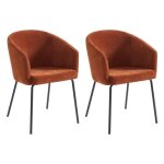 Lot de 2 chaises avec accoudoirs en tissu et métal - terracotta - moroni de pascal morabito Lot de 2 chaises avec accoudoirs en tissu et métal - terracotta - moroni de pascal morabito
