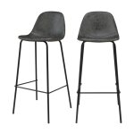Lot de 2 chaises de bar 75 cm en cuir synthtique gris / noir - henrik - rendez - vous dco