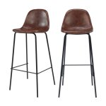 Lot de 2 chaises de bar 75 cm en cuir synth�tique marron - henrik - rendez - vous d�co