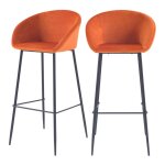 Lot de 2 chaises de bar 75 cm en velours orange - marquise - rendez - vous déco Lot de 2 chaises de bar 75 cm en velours orange - marquise - rendez - vous déco
