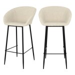 Lot de 2 chaises de bar effet laine bouclette blanche 75 cm - marquise - rendez - vous d�co