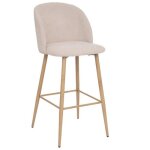 Lot de 2 chaises de bar en fer et bois coloris beige - longueur 48 x profondeur 56 x hauteur 106 cm
