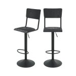 Lot de 2 chaises de bar r�glables 60 / 80 cm en bois noir - clem - rendez - vous d�co