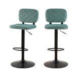Lot de 2 chaises de bar r�glables 60 / 81 cm en velours vert deau - viktor - rendez - vous d�co