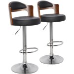 Lot de 2 chaises de bar ruben bois noisette & noir
