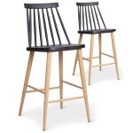 Lot de 2 chaises de bar scandinaves trouville noir