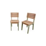 Lot de 2 chaises en bois dacacia pour enfant. salon de jardin enfant vert de gris. int�rieur / ext�rieur ...