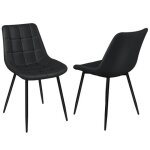 Lot de 2 chaises de cuisine noires - jeobest - design grille - cuir pu imperm�able - m�tal
