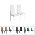 Lot de 2 chaise de cuisine - willonin - sige et dossier en similicuir - pieds robuste en mtal