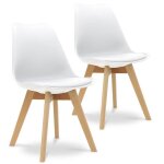 Lot de 2 chaises design scandinave coque rigide blanche assise mousse et revetement pu avec 4 pieds bois ... Lot de 2 chaises design scandinave coque rigide blanche assise mousse et revetement pu avec 4 pieds bois ...