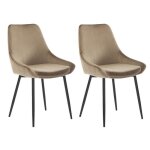 Lot de 2 chaises - velours et m�tal noir - taupe - masurie