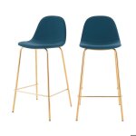 Lot de 2 chaises pour lot central 65 cm en cuir synthtique bleu - henrik - rendez - vous dco